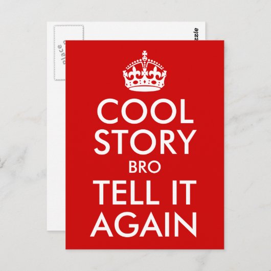Red Cool Story Bro Vertel het nog eens Briefkaart (Voorkant / Achterkant)