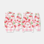 Red Coquette Bow Cherry First Birthday Party Bedankdoosjes (Uitgevouwen)