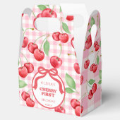 Red Coquette Bow Cherry First Birthday Party Bedankdoosjes (Geopend)