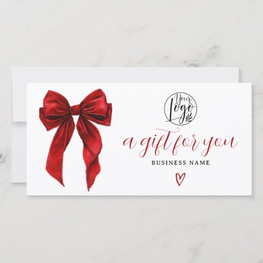 Red Coquette Bow Christmas logo gift certificate (Voorkant)