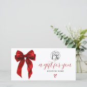 Red Coquette Bow Christmas logo gift certificate (Staand voorkant)