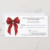 Red Coquette Bow Christmas logo gift certificate (Achterkant)