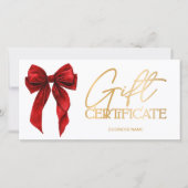 Red Coquette Bow Gold logo gift certificate (Voorkant)