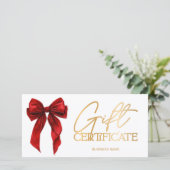 Red Coquette Bow Gold logo gift certificate (Staand voorkant)
