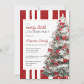 Red Coquette Bow Merry Little Christmas Tree Party Kaart (Voorkant)
