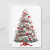 Red Coquette Bow Merry Little Christmas Tree Party Kaart (Achterkant)