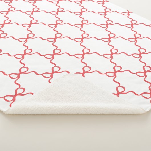 Red  Coquette Bow Trellis Christmas Sherpa Deken (3/4)