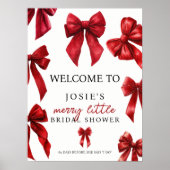 Red Coquette Bows Christmas Winter Bridal Welcome Poster (Voorkant)