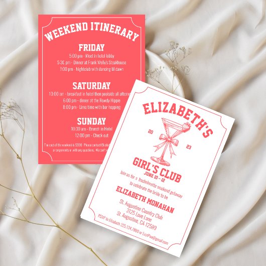 Red Coquette Country Club Bachelorette Weekend In Kaart