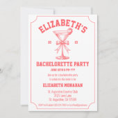 Red Coquette Retro 80s Country Club Bachelorette Kaart (Voorkant)