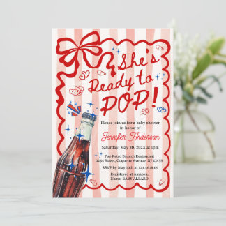 Red Coquette She is Ready to POP Invitation Kaart
