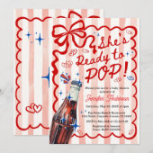 Red Coquette She is Ready to POP Invitation Kaart (Voorkant / Achterkant)