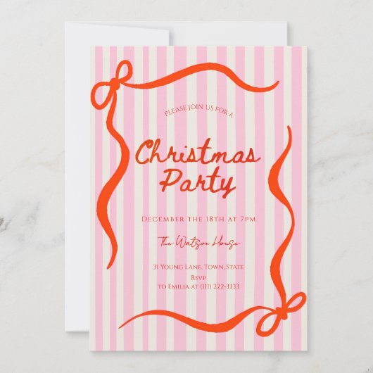 Red coquette Whimsical Hand Drawn Christmas  Kaart (Voorkant)