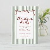 Red coquette Whimsical Hand Drawn Christmas Party Kaart (Staand voorkant)