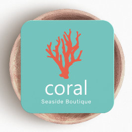 Red Coral Coastal Logo Vierkante Visitekaartje
