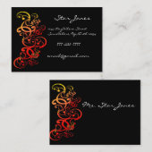 Red Coral Elegant Swirl Visitekaartje (Voorkant / Achterkant)