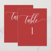 Red Coral Modern Minimalistisch Tafelnummer (Voorkant / Achterkant)