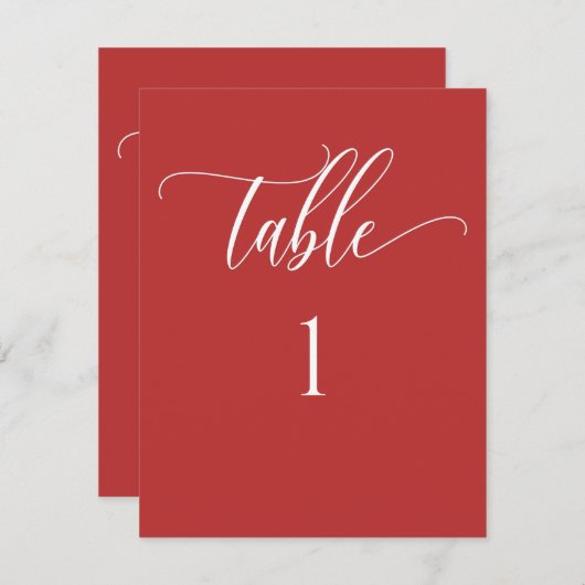 Red Coral Modern Minimalistisch Tafelnummer (Voorkant / Achterkant)