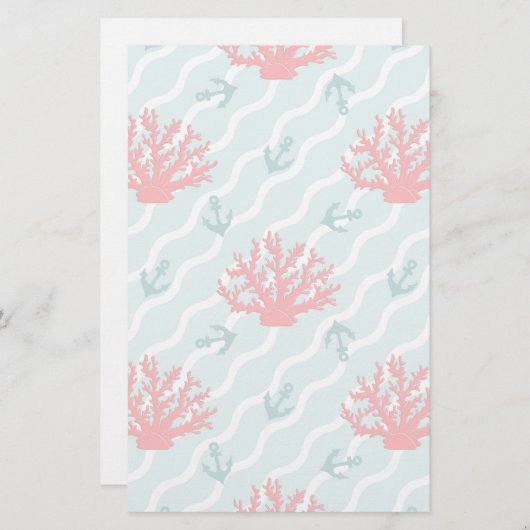 Red Coral Pattern 1 Briefpapier (Voorkant / Achterkant)