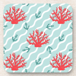 Red Coral Pattern 1 Drankjes Onderzetter