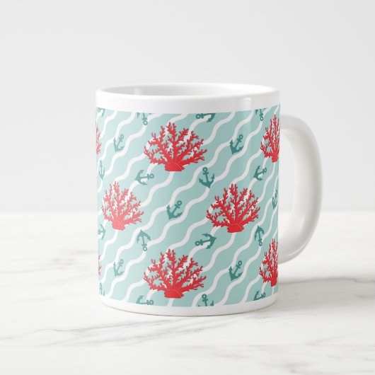 Red Coral Pattern 1 Grote Koffiekop (Voorkant rechts)