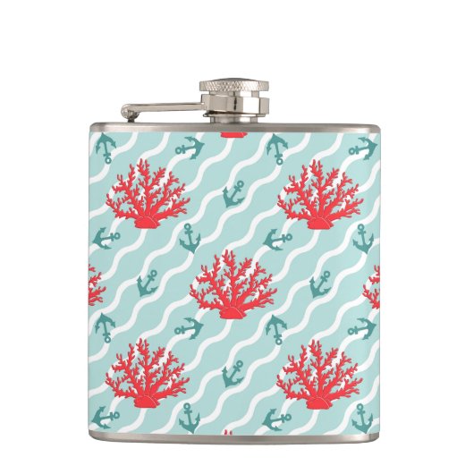 Red Coral Pattern 1 Heupfles (Voorkant)