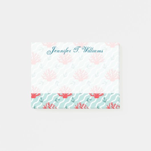 Red Coral Pattern 1 | Jouw namen toevoegen Post-it® Notes (Voorkant)