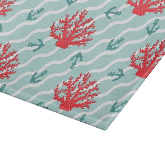 Red Coral Pattern 1 Snijplank (Hoek)