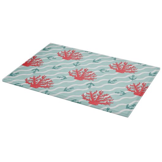 Red Coral Pattern 1 Snijplank (Hoek)