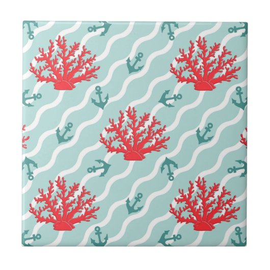 Red Coral Pattern 1 Tegeltje (Voorkant)