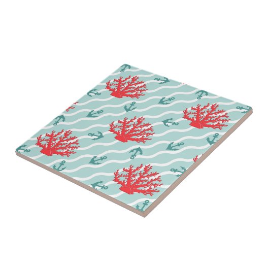 Red Coral Pattern 1 Tegeltje (Zijkant)