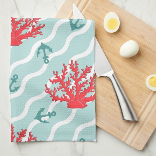 Red Coral Pattern 1 Theedoek (Quarter Fold)