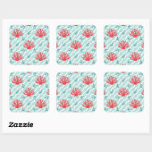 Red Coral Pattern 1 Vierkante Sticker (Vel)