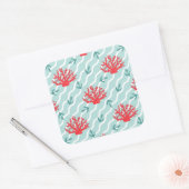 Red Coral Pattern 1 Vierkante Sticker (Envelop)