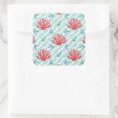 Red Coral Pattern 1 Vierkante Sticker (Tas)