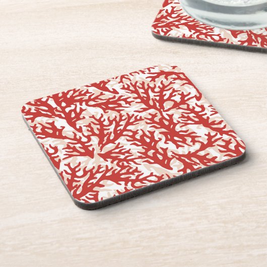 Red Coral Pattern 2 Drankjes Onderzetter (Linkerzijde)