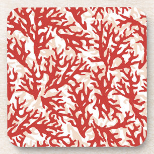 Red Coral Pattern 2 Drankjes Onderzetter