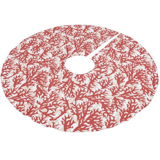 Red Coral Pattern 2 Kerstboom Rok (Gekanteld)