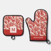 Red Coral Pattern 2 Ovenwant & Pannenlap Set (Voorkant)