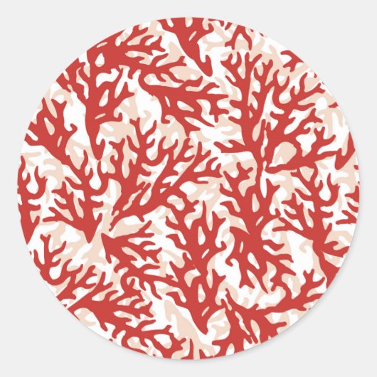 Red Coral Pattern 2 Ronde Sticker (Voorkant)