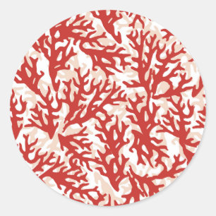 Red Coral Pattern 2 Ronde Sticker