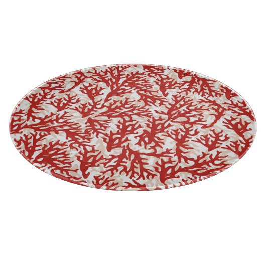 Red Coral Pattern 2 Snijplank (Hoek)