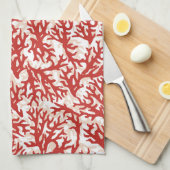 Red Coral Pattern 2 Theedoek (Quarter Fold)