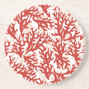 Red Coral Pattern 2 Zandsteen Onderzetter
