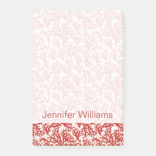 Red Coral Pattern | Jouw namen toevoegen Post-it® Notes (Voorkant)