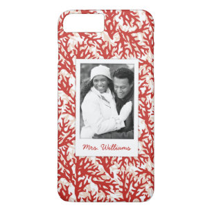 Red Coral Pattern Uw foto en naam Case-Mate iPhone Case