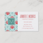 Red Coral Pattern Visitekaartje (Voorkant)