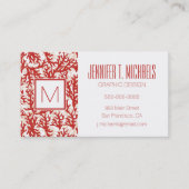 Red Coral Pattern Visitekaartje (Voorkant)