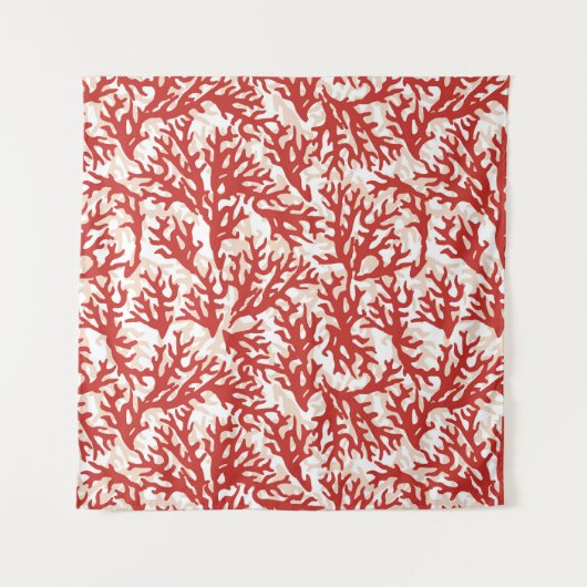 Red Coral Pattern Wandkleed (Voorkant (horizontaal))