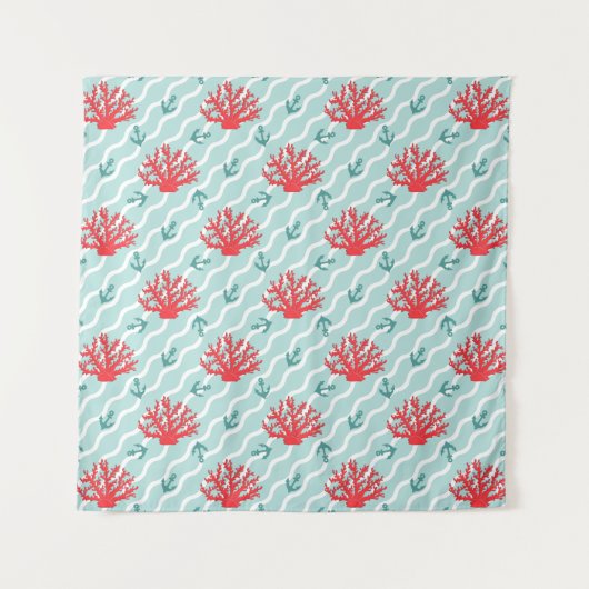 Red Coral Pattern Wandkleed (Voorkant (horizontaal))